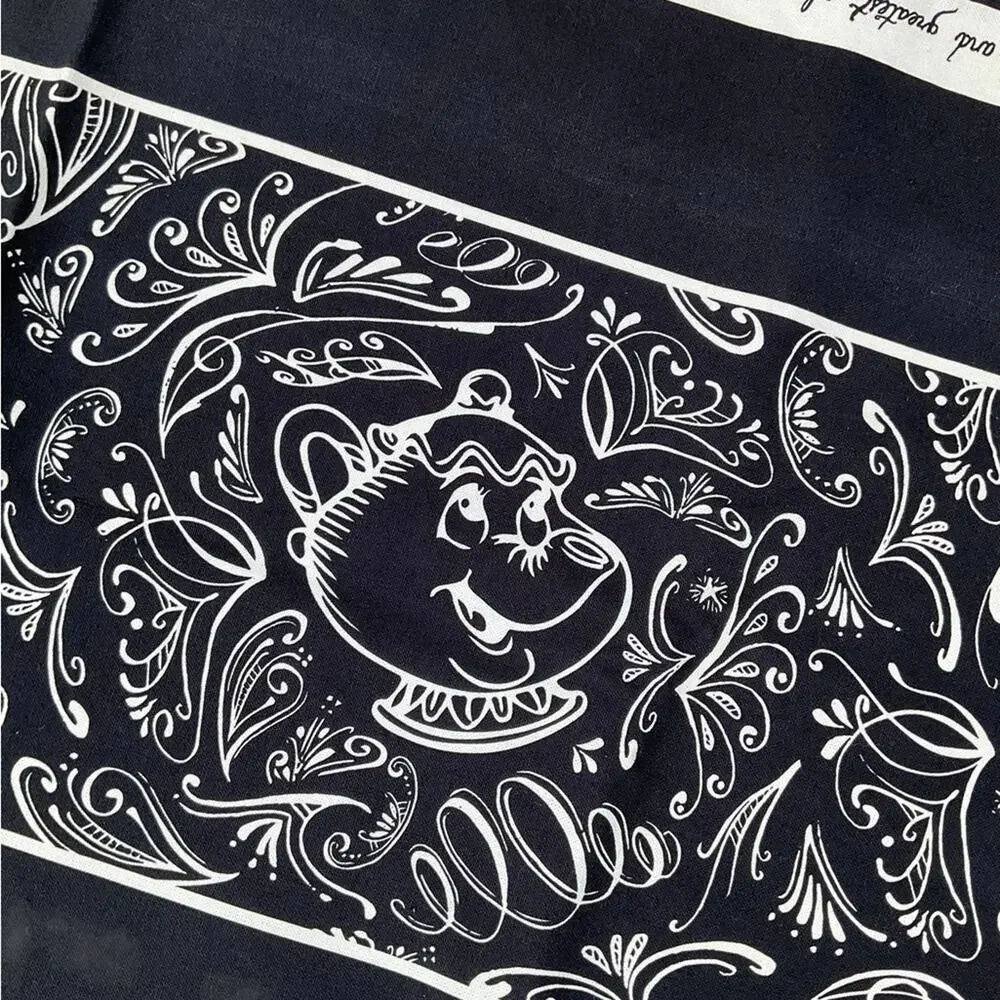 Disney Table Runner Beauty And The Beast Be Our Guest Chalkboard Black EUC